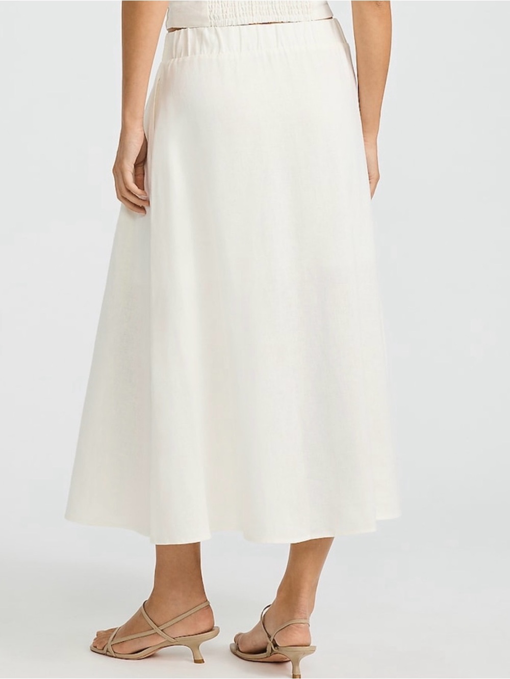 NWT Summer-blend Linen High Waisted Pull On Pleated Midi Skirt